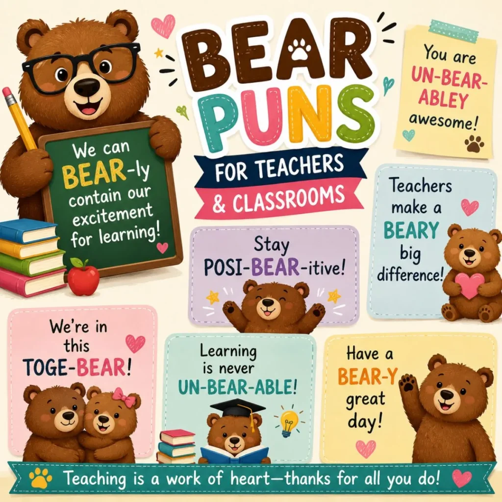 Bear Puns for Teachers & Classrooms