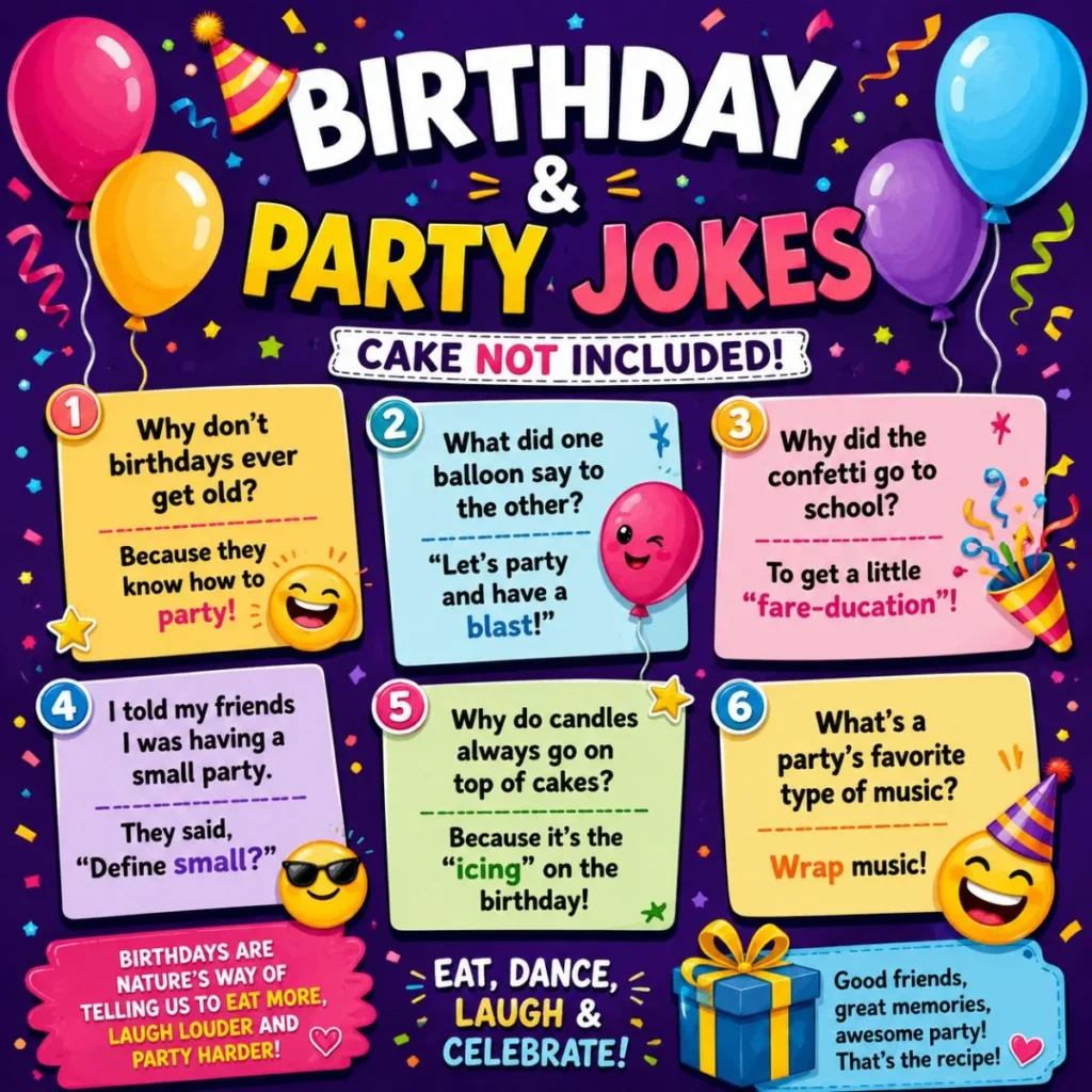 🎂 Birthday & Party Jokes (Cake Not Included)