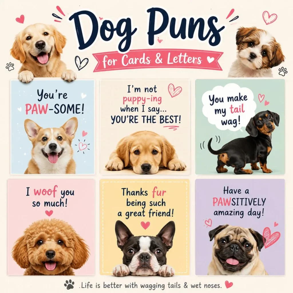 💬 Dog Puns for Cards & Letters