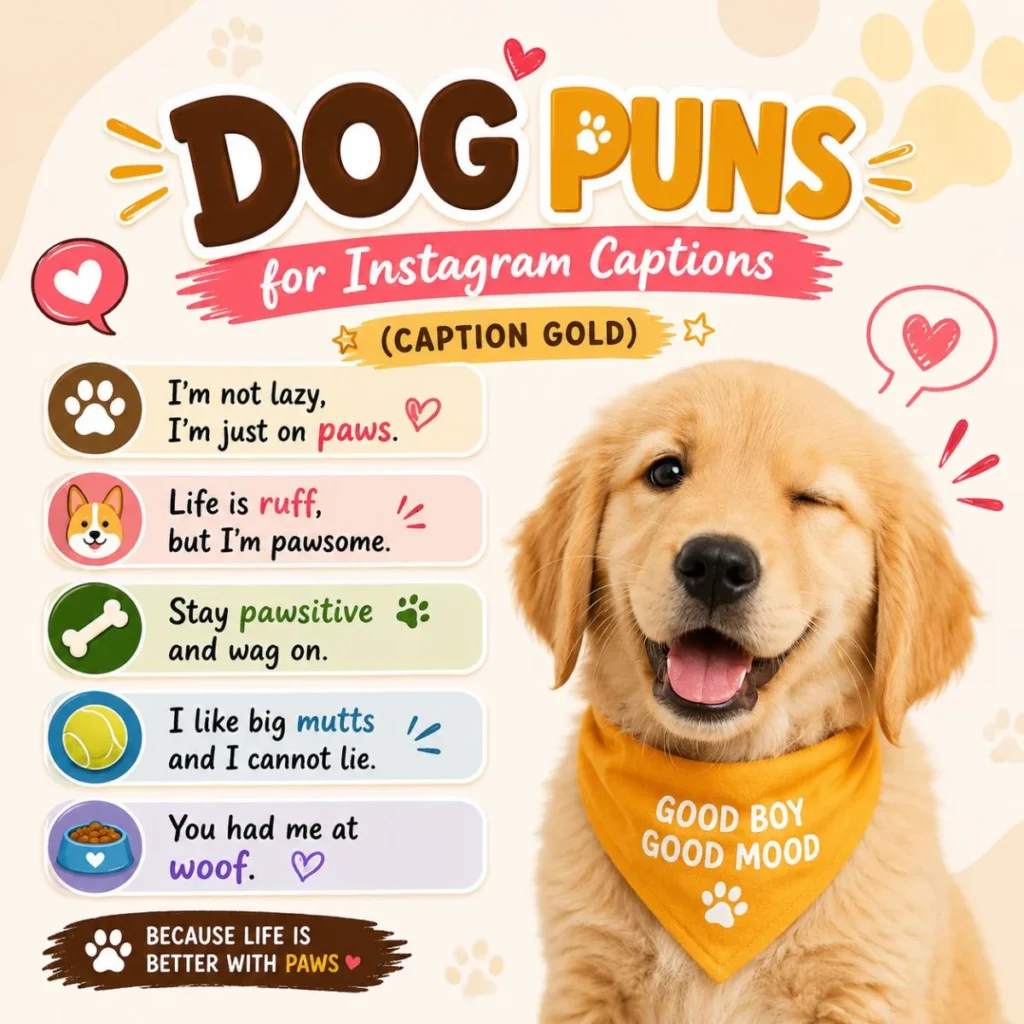 🎯 Dog Puns for Instagram Captions (Caption Gold)