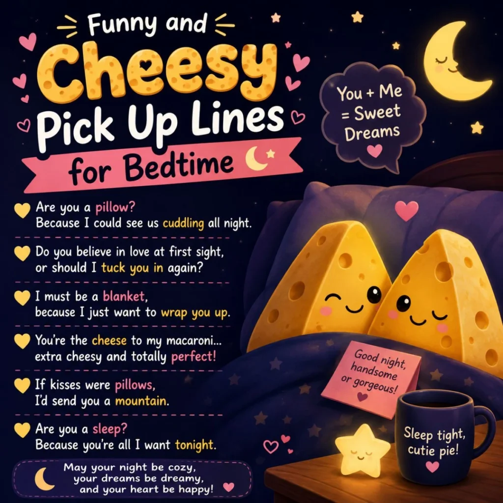 Funny and Cheesy Pick-Up Lines for Bedtime
