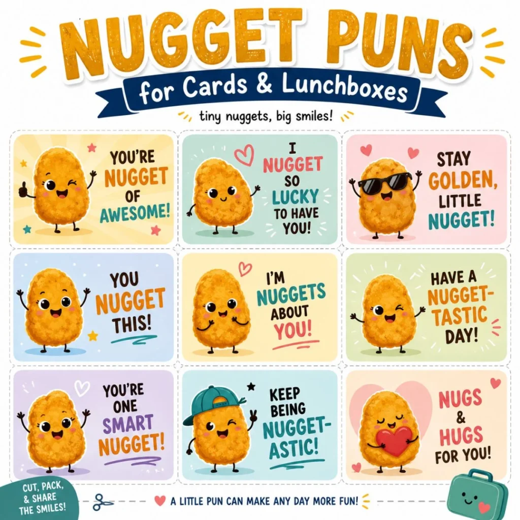 Nugget Puns for Cards & Lunchboxes (Print These!)