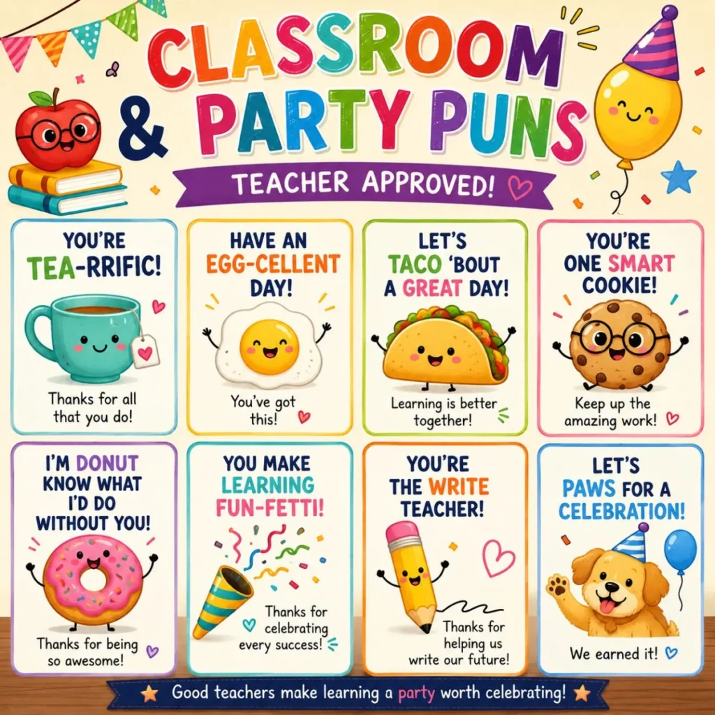 🎨 Classroom & Party Puns (Teacher Approved)