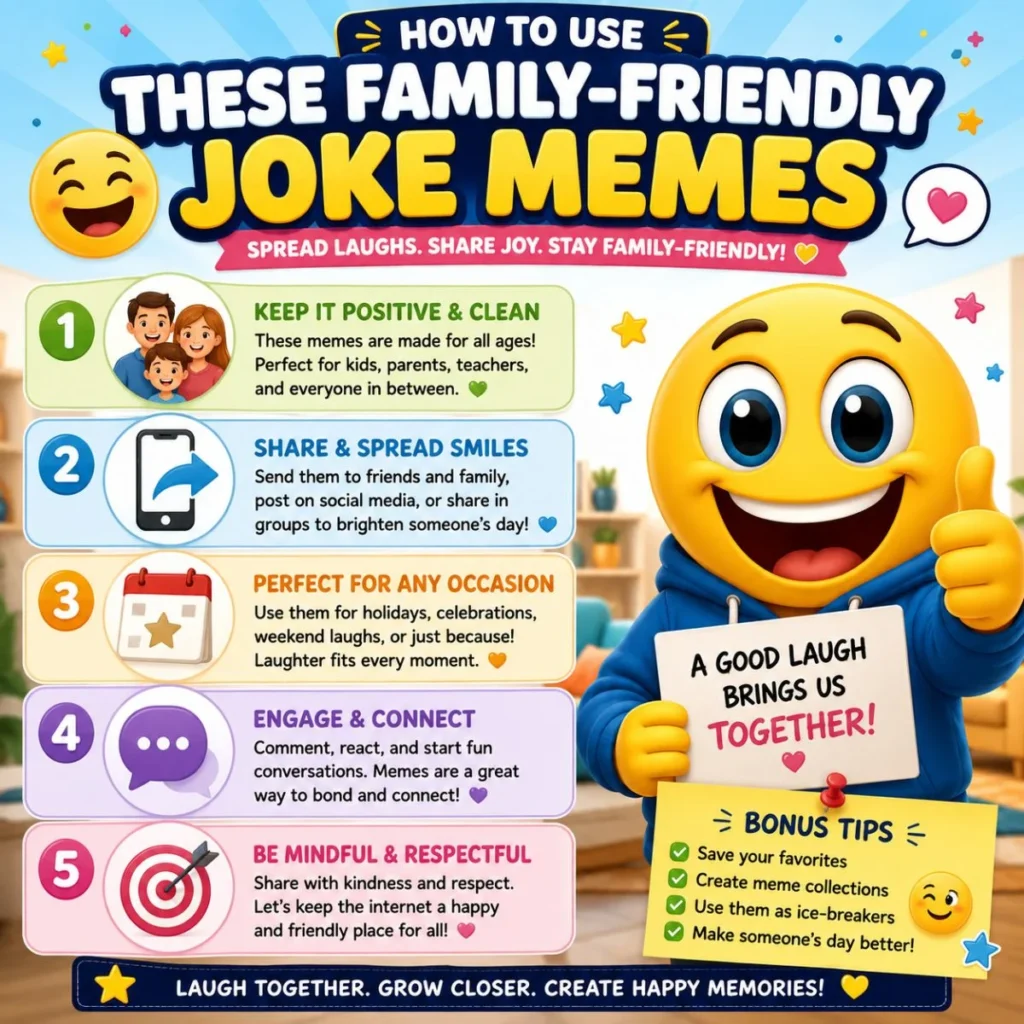 🎯 How to Use These Family-Friendly Joke Memes (Pro Tips)