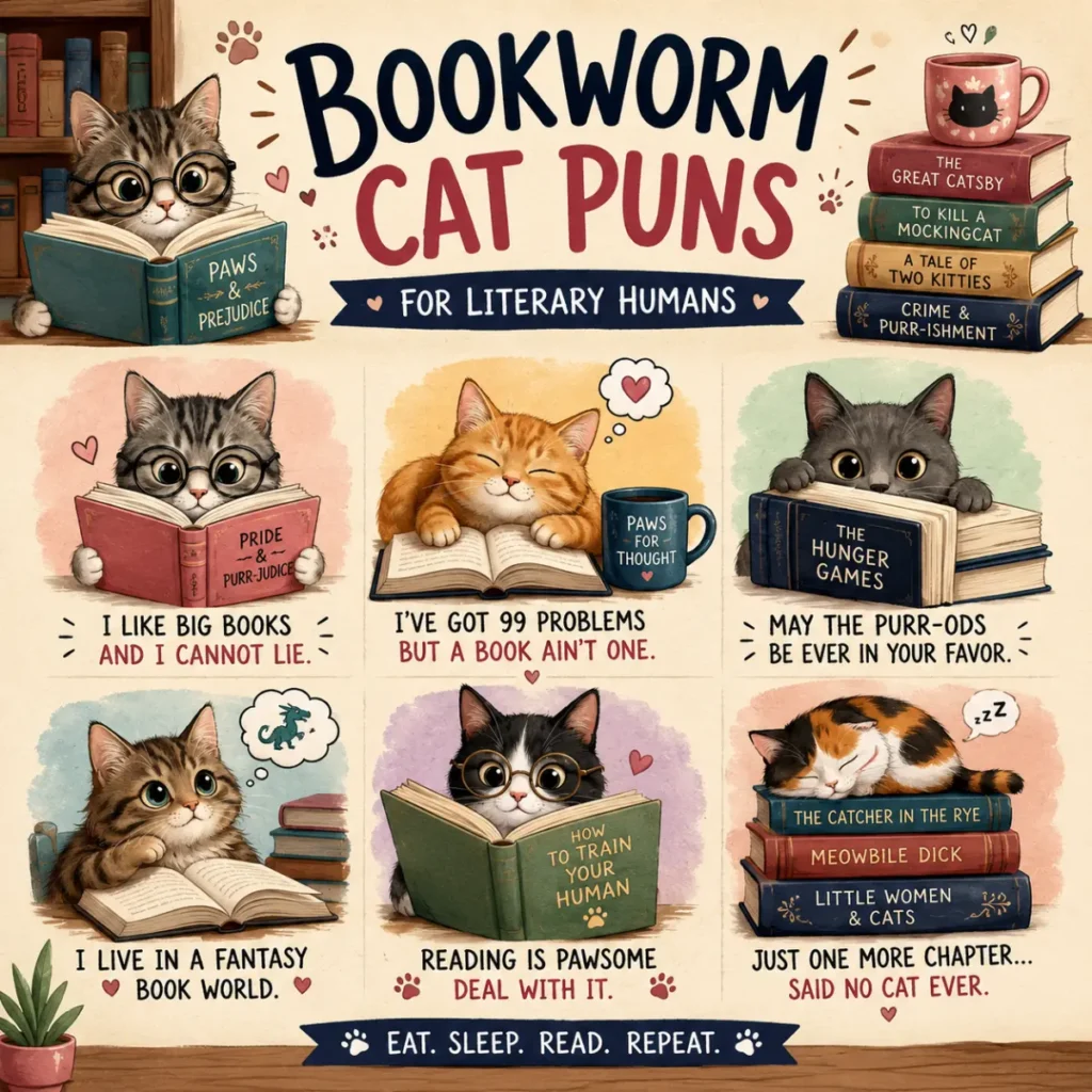 📚 Bookworm Cat Puns (For Literary Humans)