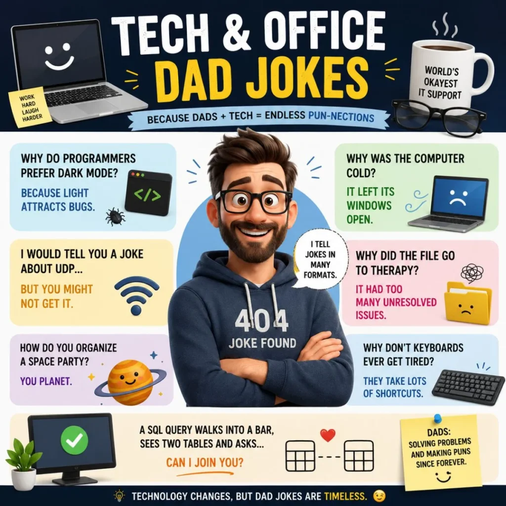 📱 Tech & Office Dad Jokes