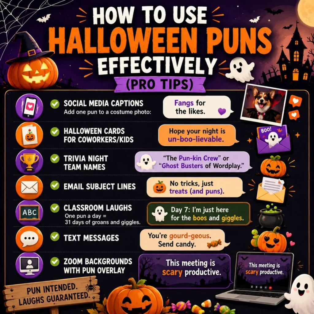 💡 How to Use Halloween Puns Effectively (Pro Tips)