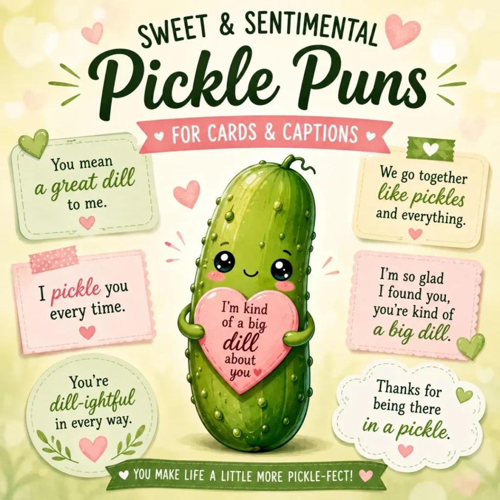 đ Sweet & Sentimental Pickle Puns (For Cards & Captions)