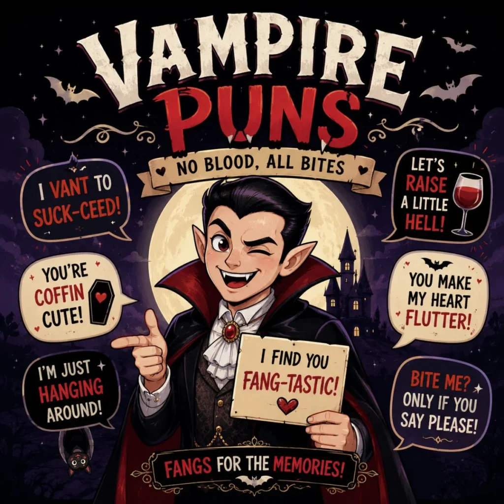 🧛 Vampire Puns (No Blood, All Bites)