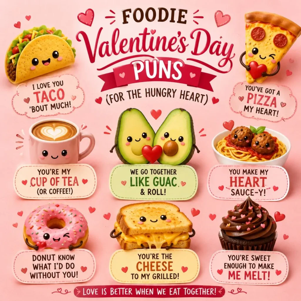 🍕 Foodie Valentine's Day Puns (For the Hungry Heart)