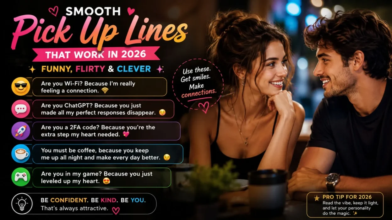 Smooth Pick Up Lines That Work in 2026 (Funny, Flirty & Clever)