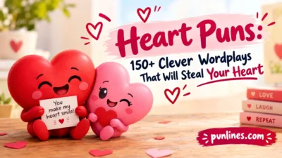 Cute heart characters with 150+ heart puns and clever romantic wordplays