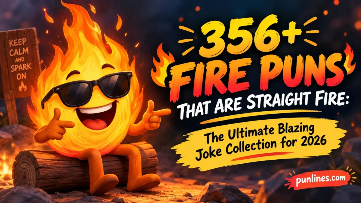 356+ fire puns with a fun cartoon flame and blazing joke collection for 2026