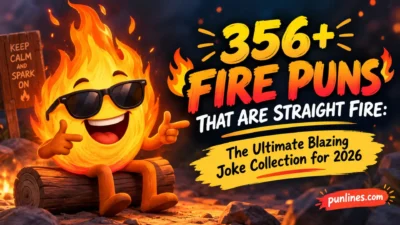 356+ fire puns with a fun cartoon flame and blazing joke collection for 2026